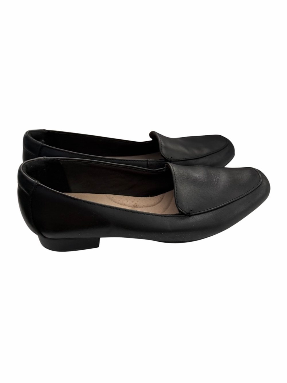 Clarks Women's Juliet Lora Loafer Flats Slip On Shoe Black Leather Size 8.5